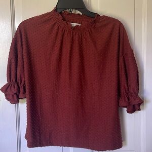 Madewell Texture and Thread Size XS Brown 3/4 Sleeve Shirt